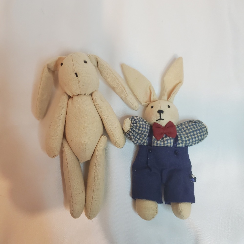 Cottagecore Country Bunny Rabbit‎ Plush Toy Lot of 2